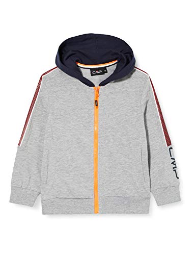 CMP Stretch Hoodie Bicolor mit Logo Am Handgelenk Sudadera con Capucha, Niños, Grigio Mel, 104