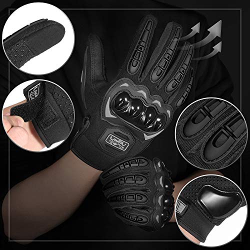 COFIT Guantes de Motos, Guantes de Pantalla Táctil Full Touch para Carreras de Motos, MTB, Escalada, Senderismo y Otros Deportes al Aire Libre - Negro XXL