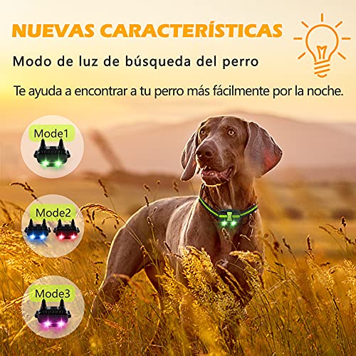 Collar Adiestramiento Perros, Collar de Adiestramiento para Perros Pequeños Medianos y Grandes, 3+1 Modo de Entrenamiento y Rango Remoto de 800 Metros Collar de Adiestramiento