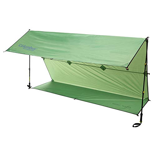 COLUMBUS - Light Tarp 2000 Carpa Refugio. Toldo Impermeable para Montar con Bastones de Trekking. 14 Bucles de Sujeción. Incluye Elementos Reflectantes y Piquetas. 293 x 250 cm. Peso: 0,8 kg.