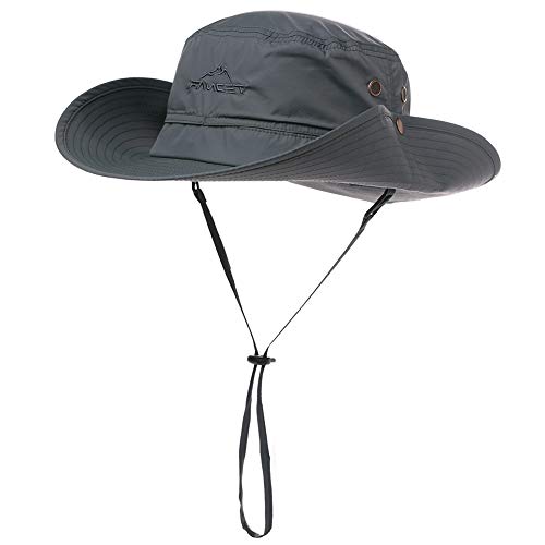 Comhats Sombrero de protección solar UPF 50 con visera ancha y protección UV, plegable, para verano, al aire libre, para safari, pesca, , correa ajustable para la barbilla