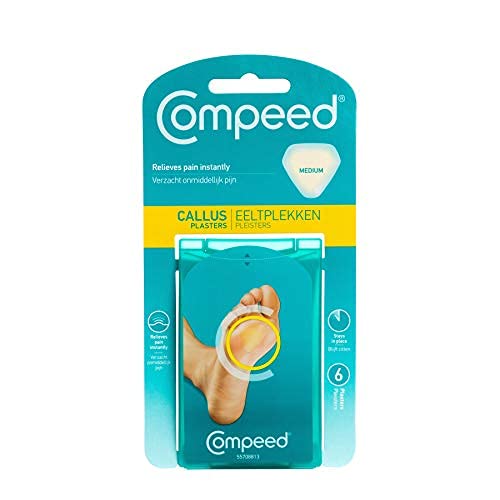 Compeed Durezas Medianas, Apósitos Hidrocoloides, Cuidado de Pies, Eliminación Rápida de las Durezas, Turquesa, Dimensiones 4.4 cm x 4.5 cm, 6 Unidades