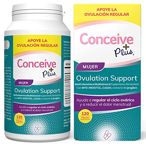 Conceive Plus Soporte de Ovulación, irregularidades hormonales, Myo-inositol, CoQ10, extracto de folato y jengibre, SOP 120 cápsulas