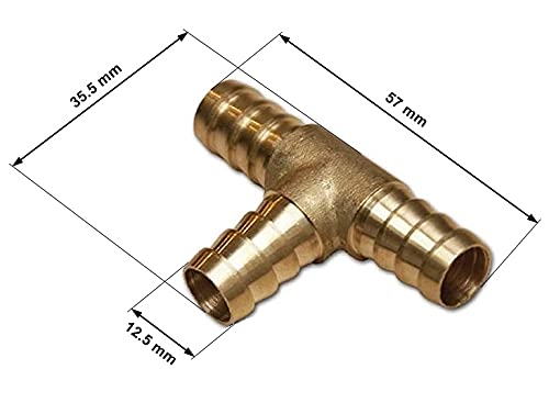 Conector T-T-T-T para conexiones de manguera de latón fijo / aire comprimido / gas (12 mm)