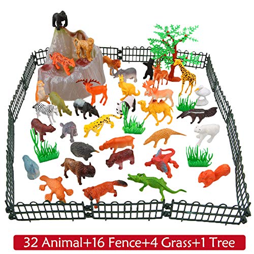 Conjunto de Juguetes Animales de Mini Selva de 54 Piezas,Favoritos de Fiesta de Animales de Mundo Zoológico para Chicos, Conjunto de Juguetes de Animales de Granja Pequeños de Bosque para los Niños