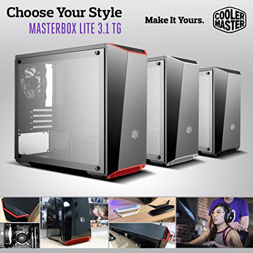 Cooler Master MasterBox Lite 3.1 TG Cajas de ordenador de sobremesa, Micro-ATX, Mini-ITX, USB 3.0, Panel lateral de vidrio templado, MCW-L3S3-KGNN-00