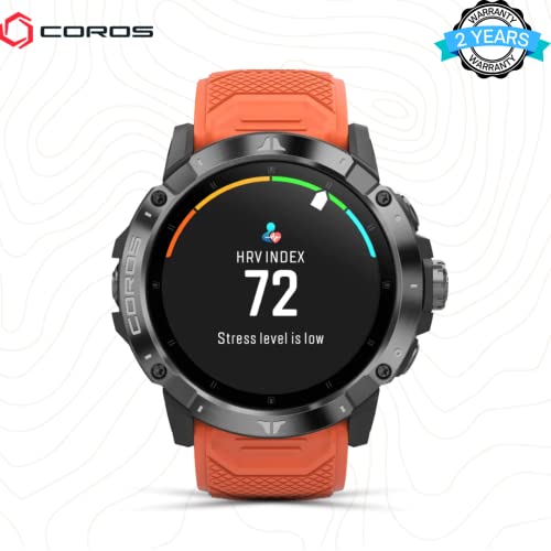 COROS VERTIX 2 GPS Adventure Watch con Mapa Offline Global, GPS de Doble frecuencia, Revestimiento de Diamante de Cristal Zafiro y Bisel de Titanio, BLE, Strava y TrainingPeaks, Lava(Naranja)