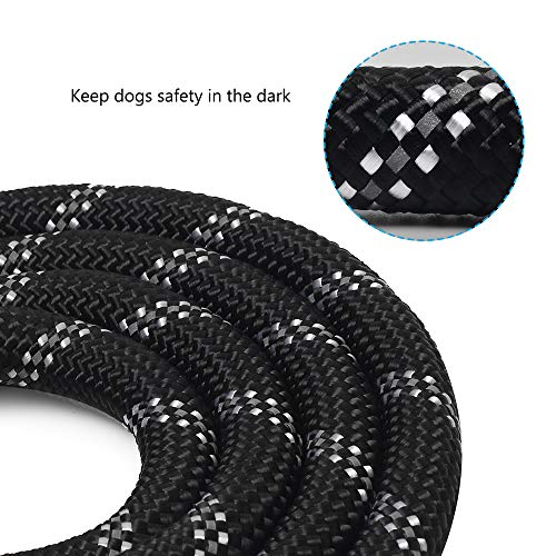 Correa de Perro,1,5 m Correa de Fuerte de Perro Gato Resistente y Ajustable para Perro con Mango Acolchado Suave y Hilos Reflectantes Una Campana Gratis (Negro)