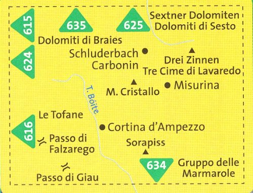 Cortina d'Ampezzo, Dolomitas Ampezzane (Dolomitas) 1:25.000 mapa topográfico de senderismo # 617 Kompass