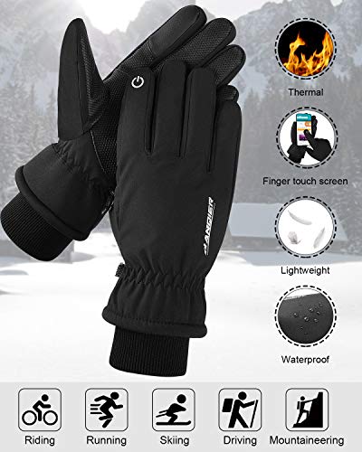 coskefy Guante de Esquí Hombre Guantes Termicos Mujeres Guantes Invierno Nieve Guantes Tactile Guantes Ciclismo Negros Cálidos Antideslizantes Ideal para Running Deporte Hacer Senderismo Montañismo