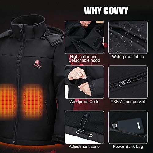 COVVY Chaqueta eléctrica calentada para mujeres y hombres, lavable y cálido chaleco con batería, ropa de abrigo para acampar al aire libre, senderismo, caza, esquí