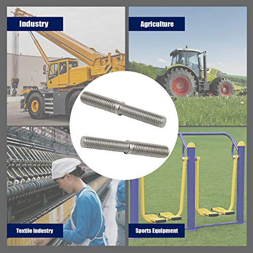 Create idea - 2 tornillos de rosca de doble extremo, M10 a M12, 80 mm, adaptador de rosca de reducción de acero inoxidable 304 para fijación de columnas estructurales