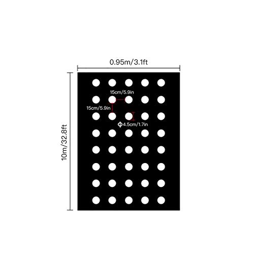 æ— Cubierta de plástico negro, cubierta de tierra de membrana de polietileno con agujeros de siembra, lámina de plástico para jardín de vegetales, 10 x 32.8 pies