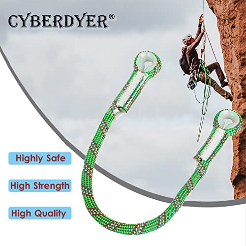 CyberDyer Prusik Cord Pre-Cosido Diámetro 10,5 mm (2/5") Prusik Loop Cuerda de Escalada al Aire Libre para Escalada Arborist Rescue Mountaineering Rope (Verde-39 Pulgadas)