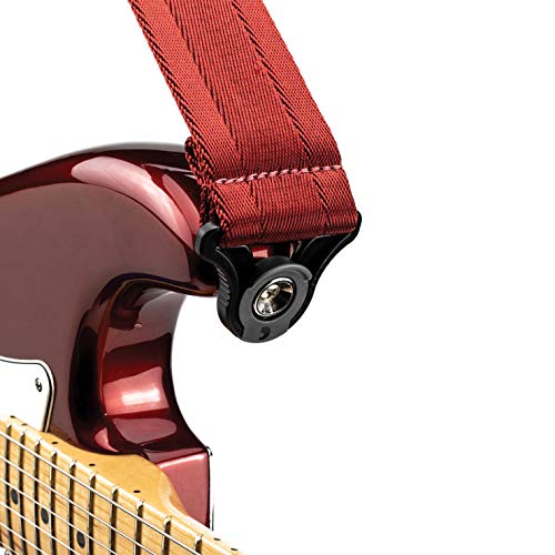 D'Addario 50BAL11 Auto Lock Guitar Strap - Acoustic & Electric Guitar Accessories - Easy to Use Auto Locking Guitar Straps - Uses Existing Guitar Strap Buttons - Nylon - Blood Red, 30"-59.5"