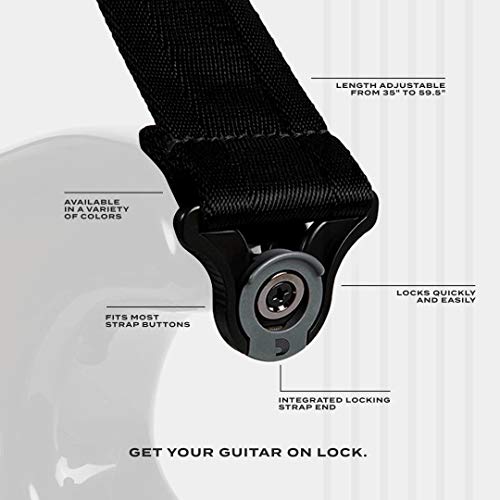 D'Addario 50BAL11 Auto Lock Guitar Strap - Acoustic & Electric Guitar Accessories - Easy to Use Auto Locking Guitar Straps - Uses Existing Guitar Strap Buttons - Nylon - Blood Red, 30"-59.5"