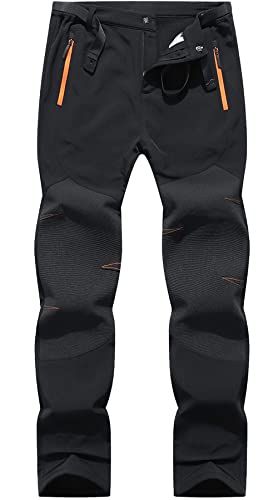 DAFENP Pantalones Trekking Hombre Impermeables Pantalones de Trabajo Termicos Montaña Senderismo Esqui Snowboard Invierno Polar Forrado Aire Libre (Small, D Negro)