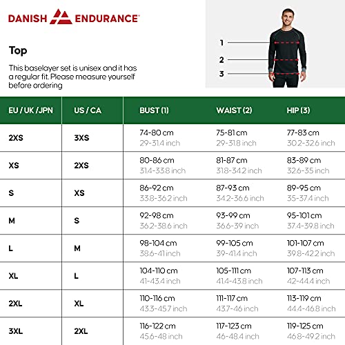 DANISH ENDURANCE Recycled Polyester Baselayer Set (Unisex) XXS Black 1-Pack