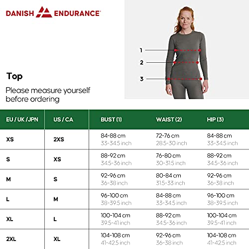 DANISH ENDURANCE Women's Merino Long Sleeved Shirt S Green 1-Pack