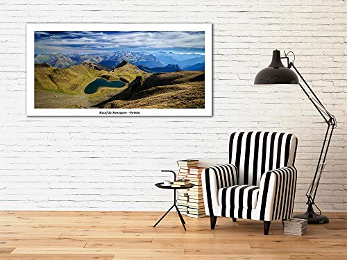 Declinna - Cuadro decorativo para pared de salón moderno, marcos decorativos de pared, cuadro de fotos de Montaña de los Pirineos, 100 x 50 cm