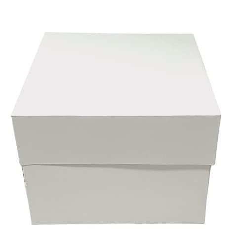 Decoracion dulce - Pack de 5 Caja Blanca para Transportar Tartas con Tapas (25.4 X 25.4 X 15.2 Cm.)