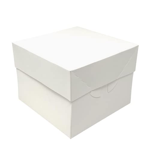 Decoracion dulce - Pack de 5 Caja Blanca para Transportar Tartas con Tapas (25.4 X 25.4 X 15.2 Cm.)