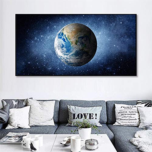 Decoración para el hogar Wall Earth Poster Art Galaxy Planet Lienzo Pintura Imagen impresa Decoración moderna Espacio Estrellas Sala de estar 19.6 "x39.4" (50x100cm) Sin marco