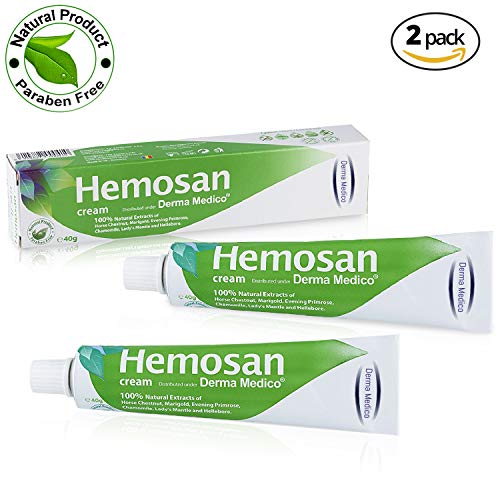 Derma Medico HEMOSAN Crema Para Hemorroides, Pack 2 Botes Crema Anti Hemorroides Fisuras Anales Eczema, Tratamiento Hemorroides Alivio Rapido, Crema Sin Parabenos 100% Natural Pomada Anso