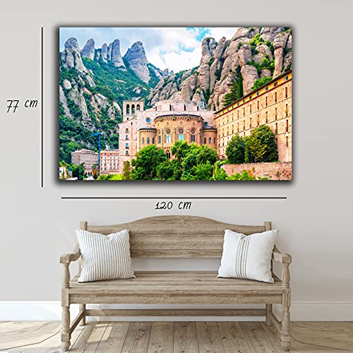 Desconocido Cuadro Lienzo Canvas Montasterio Santa Maria de Montserrat Barcelona España – Varias Medidas - Lienzo de Tela Bastidor Madera de 3 cm - Impresion Alta resolucion (50, 32)