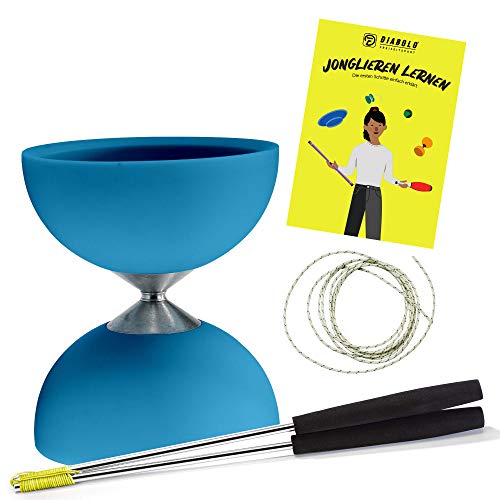 Diabolo Freizeitsport Juego de malabares Acrobat con diábolo (turquesa) y palos de aluminio con cuerda de repuesto Henrys, ideal para niños, principiantes y principiantes, juguete, incluye instrucciones (idioma español no garantizado)