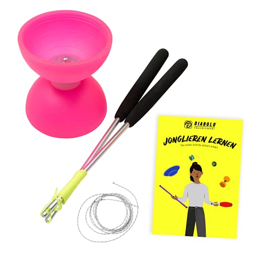 Diabolo Set para niños Principiantes con Comet Diabolo y Henry's Spare Cord I Set para Principiantes (Rosa neón)