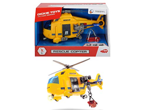 Dickie-Helicóptero Action Series 18cm 3302003 Vehículo de Juguete con función, Color Amarillo