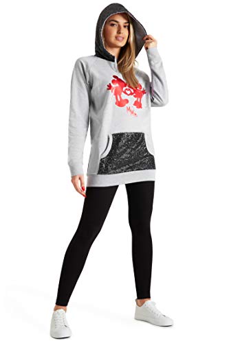 Disney Sudaderas Mujer, Sudadera Mujer con Capucha de Minnie y Mickey Mouse y Lentejuelas, Merchandising Oficial Regalos para Mujer y Adolescente Talla S-XL (Gris, M)