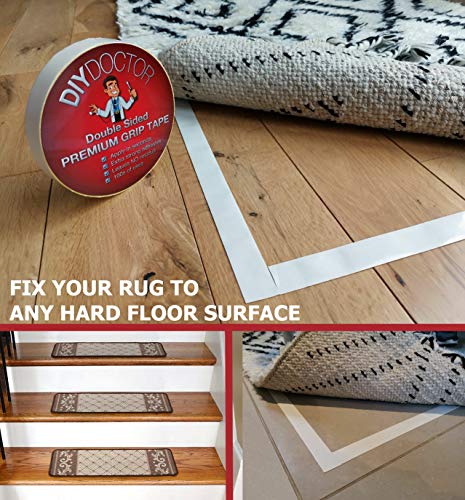 Diy Doctor Cinta Adhesiva de Doble Cara Ddt Extra Fuerte para Pegar Alfombras – Cinta Multiusos de Gran Fuerza de Agarre – Se Adhiere a Casi Todo Sin Dejar Marcas – Cinta para Alfombras – 21mm x 20 m