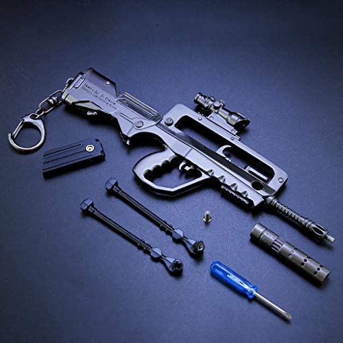 DJIEYU 1:5 Escala Militar Militar Miniatura de Asalto Mini Famas Rifle Pistolas de Metal Modelo Pistola Accesorios Juguete Llavero Die Cast Decoración Juguetes Colgante