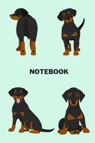 Dobermann Dog Green Notebook, Natural Ears And Tail Print, Lined Internal Pages