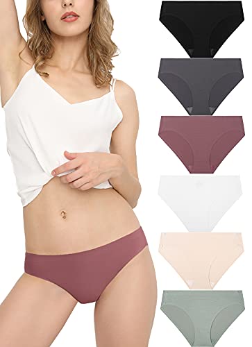 Donppa Bragas Sin Costura Braguitas Licra Mujer Invisible Microfibra Deporte Bikini Hipster Culotte Pack de 6 Multicolor M