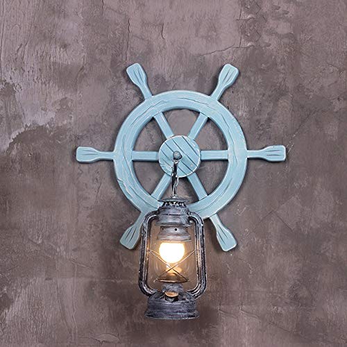 EASTYY Nordic Light Lámpara De Pared Simple Inicio Tubo Restaurante Sala De Estar Lámpara Dormitorio Retro Válvula Viento Industrial Madera Maciza Mediterráneo Cafetera American Anchor Light Linterna