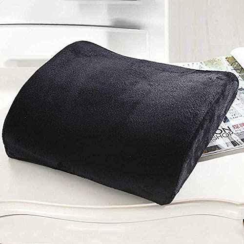 Ecloud Shop Almohadilla de Soporte Lumbar de Espuma de Memoria con cojín Trasero, Correa Ajustable, Alivio de la Almohada para el Dolor de Espalda Adecuado para la Silla de Oficina, Negro