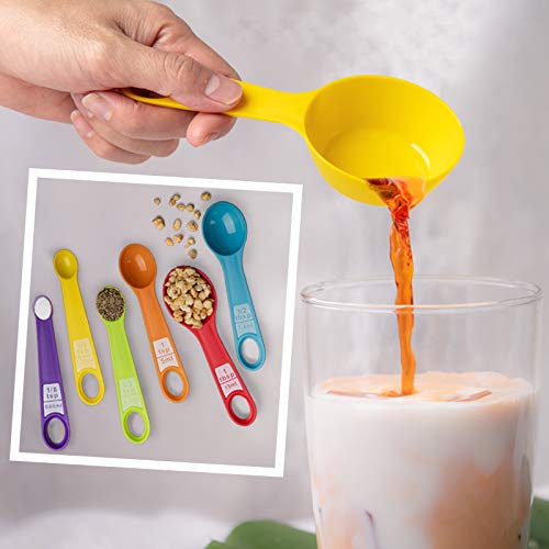 EigPluy Cucharas Medidoras,Juego 12 Piezas Cucharas y Tazas Medidoras de Plástico, Tazas Medidoras Cocina para Medir Líquidos y Los Ingredientes para Cocción y Horneado