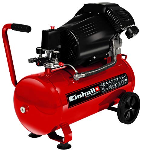 Einhell Compresor TC-AC 420/50/10 V (2200 W, 2850 rpm, 10 bar máx., tanque de 50 l, reductor de presión, manómetro, válvula de retención, válvula de seguridad)