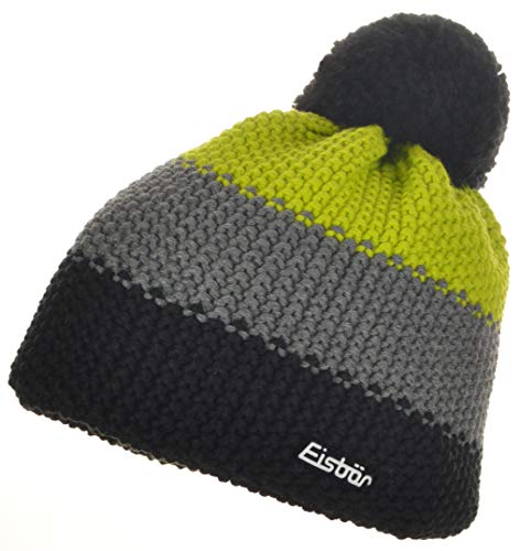 Eisbär Gorro Unisex Star Pompon, Unisex Adulto, Gorro, 403125, Negro/Antracita/Verde Lima, Talla única