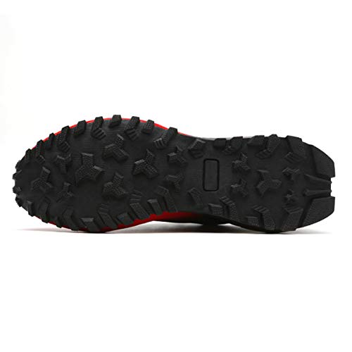 Eisrumu Zapatillas de Trail Running Hombre, Calzado de Correr en montaña para Adultos Unisex Negro Rojo 46EU