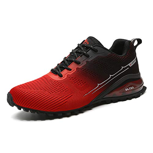 Eisrumu Zapatillas de Trail Running Hombre, Calzado de Correr en montaña para Adultos Unisex Negro Rojo 46EU