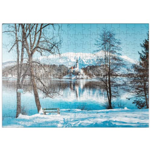 El Lago Bled con El Castillo De Bled Y Los Alpes Julianos En Invierno, Eslovenia - Premium 200 Piezas Puzzles - Colección Especial MyPuzzle de Puzzle Galaxy