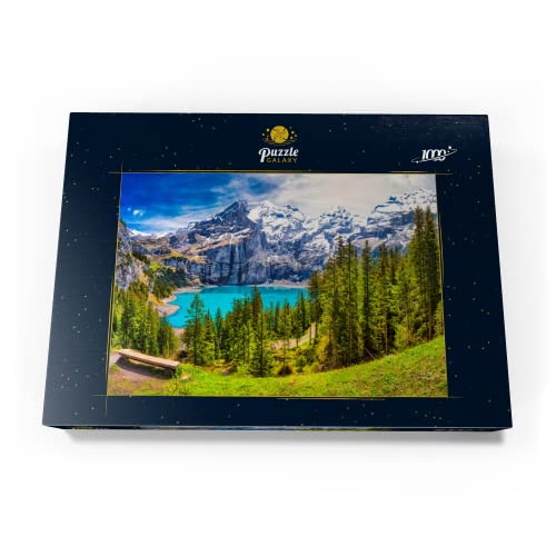 El Lago Oeschinen con Cascadas Y Los Alpes Suizos, Oberland Bernés - Premium 1000 Piezas Puzzles - Colección Especial MyPuzzle de Puzzle Galaxy