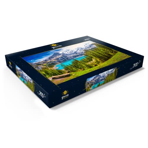 El Lago Oeschinen con Cascadas Y Los Alpes Suizos, Oberland Bernés - Premium 200 Piezas Puzzles - Colección Especial MyPuzzle de Puzzle Galaxy