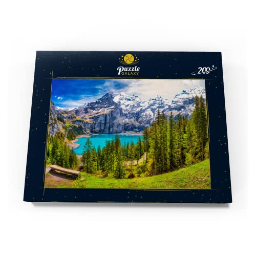 El Lago Oeschinen con Cascadas Y Los Alpes Suizos, Oberland Bernés - Premium 200 Piezas Puzzles - Colección Especial MyPuzzle de Puzzle Galaxy