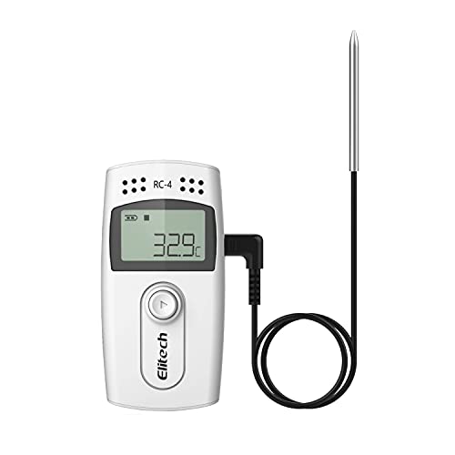 Elitech RC-4 Data Logger de Temperatura Registrador de Datos de Temperatura, Pantalla LCD, con USB Registrador de Datos Grabador de 16000 puntos, con Sensor Interior