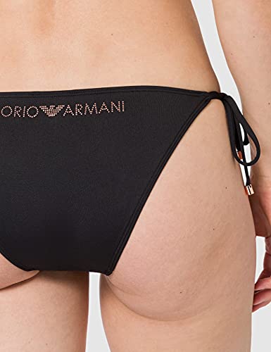 Emporio Armani Swimwear Triangle Rem.Cups & Brief W/Bows Bikini Silver & Bronze Juego Biquini, Negro, XL para Mujer